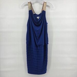 Cache Cocktail Dress 4 Blue Chainmail Straps Vintage Y2K Eclectic Party Bodycon